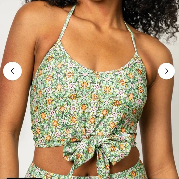 Kortni Jeane Orange Palm Print Tied-Up Top - Picture 9 of 10